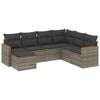 vidaXL 7 pcs conjunto sof&aacute;s p/ jardim c/ almofad&otilde;es vime PE cinzento