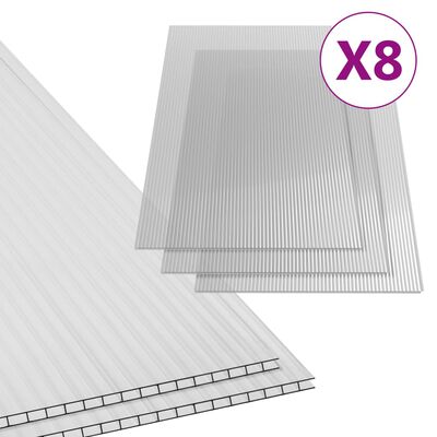 vidaXL Placas de policarbonato 8 pcs 4 mm 121x60 cm