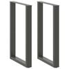 vidaXL P&eacute;s para mesa de bar em formato de U 2 pe&ccedil;as antracite 60x(90-91) cm a&ccedil;o