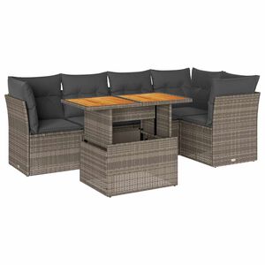 vidaXL 6 pcs conjunto sof&aacute;s de jardim com almofad&otilde;es vime cinzento