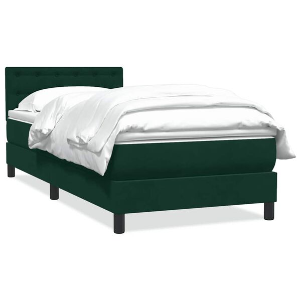 vidaXL Cama com molas/colch&atilde;o verde-escuro 90x210 cm veludo