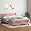 vidaXL Cama com molas/colch&atilde;o 140x210 cm veludo Rosa