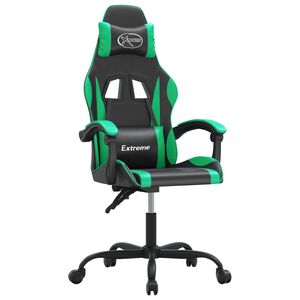 vidaXL Cadeira gaming couro artificial preto e verde