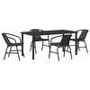 vidaXL Conjunto de Jantar para Jardim 5 pcs Preto A&ccedil;o revestido a p&oacute;