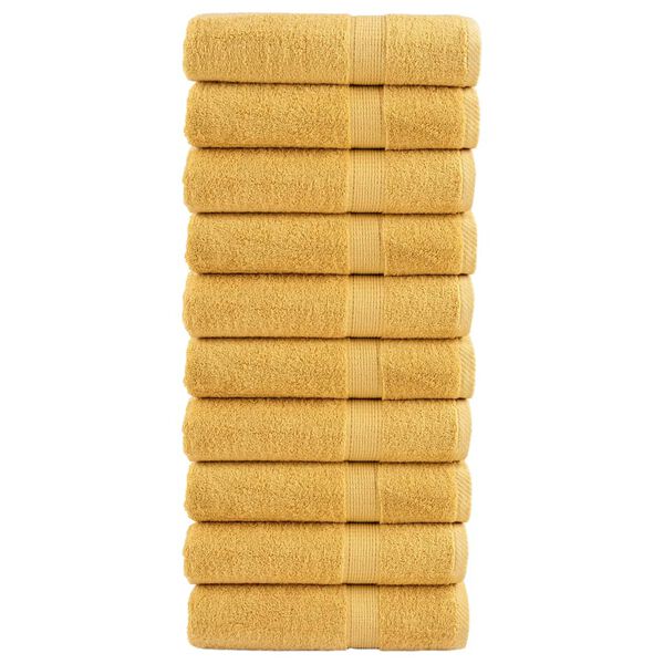 vidaXL Toalhas de banho premium SOLUND 10pcs 70x140cm 600 gsm dourado