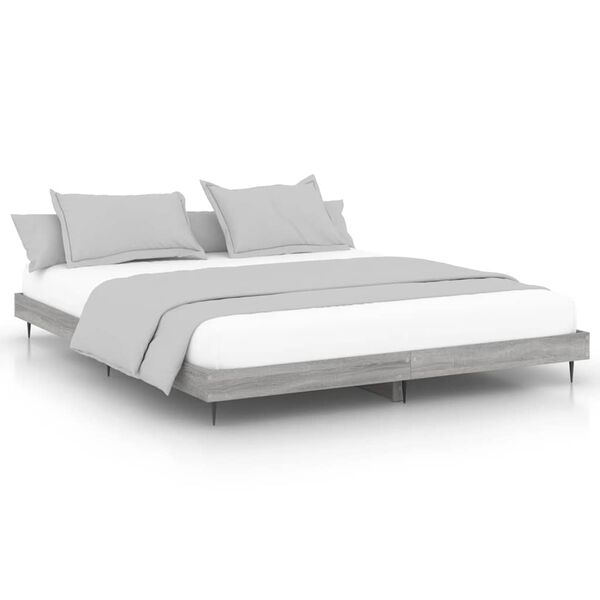 vidaXL Estrutura de cama 200x200 cm derivados madeira cinzento sonoma
