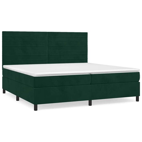 vidaXL Cama com molas/colch&atilde;o 200x200 cm veludo verde-escuro