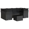 vidaXL 7 pcs conjunto de sof&aacute;s p/ jardim c/ almofad&otilde;es vime PE preto