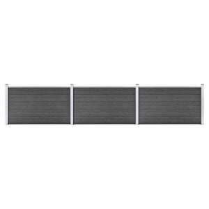 vidaXL Conjunto de pain&eacute;is de veda&ccedil;&atilde;o WPC 526x105 cm preto