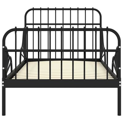 vidaXL Estrutura de cama extensível em metal preto 80x130/200 cm