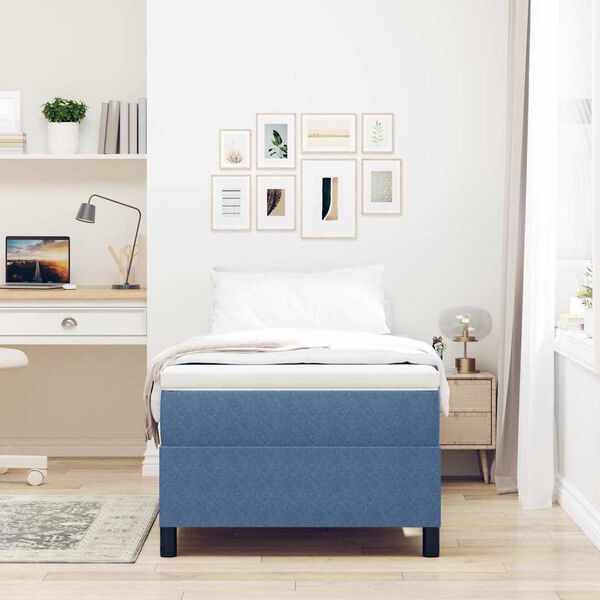 vidaXL Cama Box Azul 90 x 190 cm Tecido de veludo c&ocirc;tel&eacute;