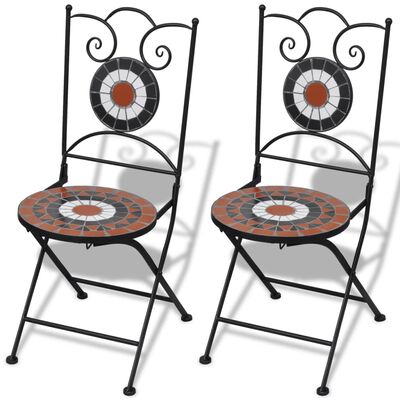 vidaXL Cadeiras de bistrô dobráveis 2 pcs cerâmica terracota e branco