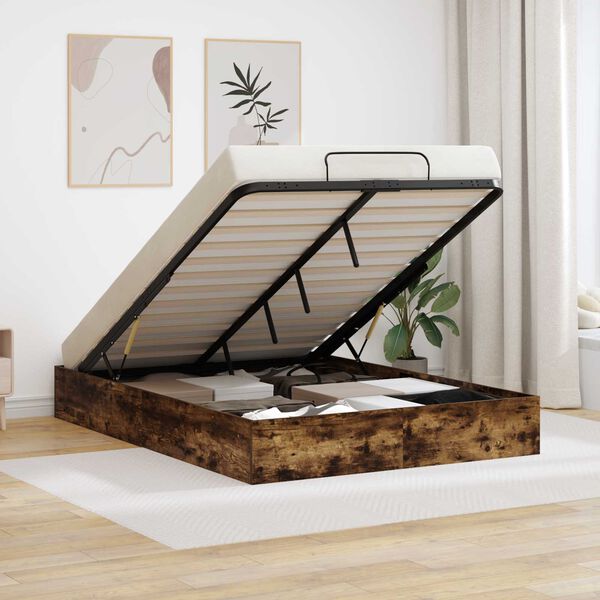 vidaXL Estrutura de Cama Ottoman Carvalho Fumado 193 x 120 x 25 cm