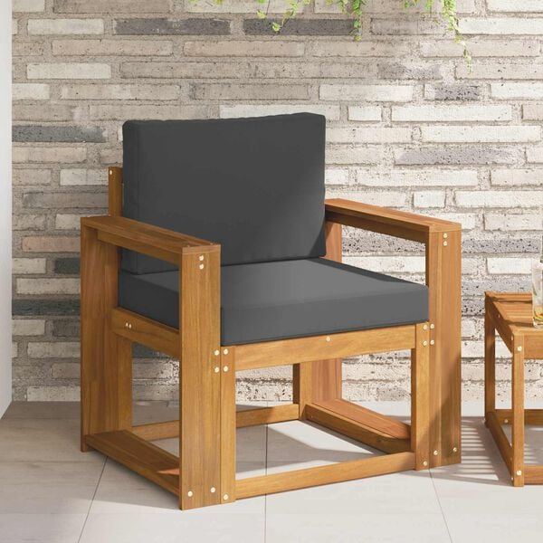 vidaXL Sof&aacute; exterior Madeira de Ac&aacute;cia maci&ccedil;a e Poli&eacute;ster Natural