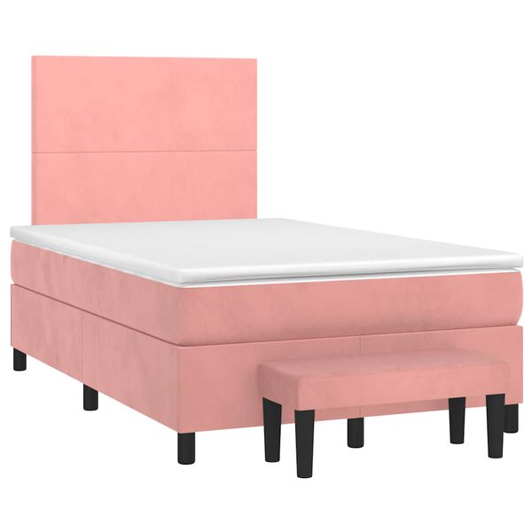 vidaXL Cama boxspring com colch&atilde;o 120x190 cm veludo rosa