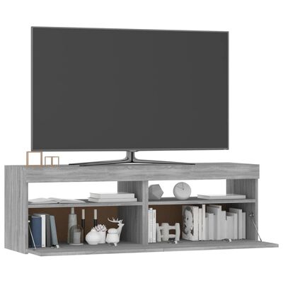 vidaXL Móvel de TV com luzes LED 120x35x40 cm cinzento sonoma