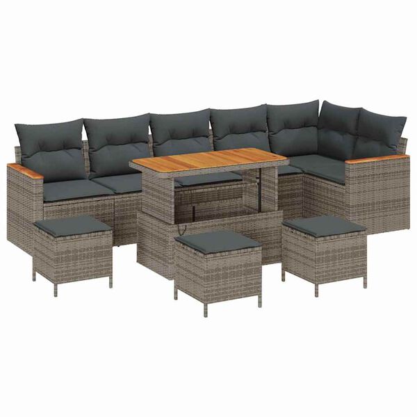 vidaXL Conjunto de Sof&aacute; de Jardim 10 pcs Cinzeto Rattan Sint&eacute;tico