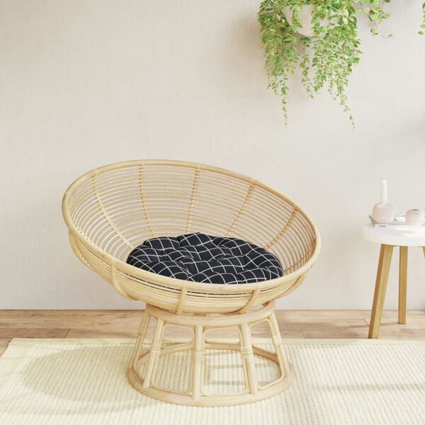 vidaXL Almofad&atilde;o redondo &Oslash; 60 x11 cm tecido oxford xadrez preto