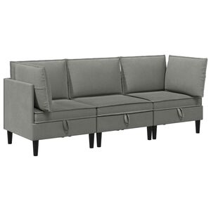 vidaXL Conjunto de M&oacute;veis para Sala de Estar 3 unid. Cinzento-escuro