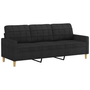 vidaXL Sof&aacute; de 3 lugares tecido 180 cm preto