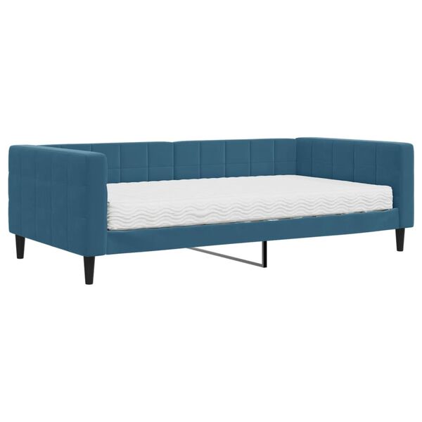 vidaXL Sofá-cama com colchão 100x200 cm veludo azul