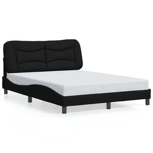 vidaXL Estrutura de cama sem colch&atilde;o Hvar 140x200 cm tecido preto