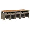 vidaXL 11 pcs conjunto jantar p/ jardim c/ almofad&otilde;es vime PE cinzento