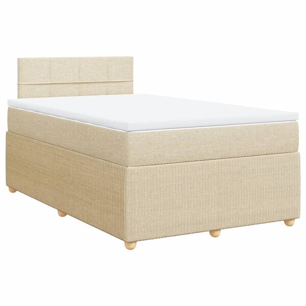 vidaXL Cama com molas/colch&atilde;o 120x200 cm tecido cor creme