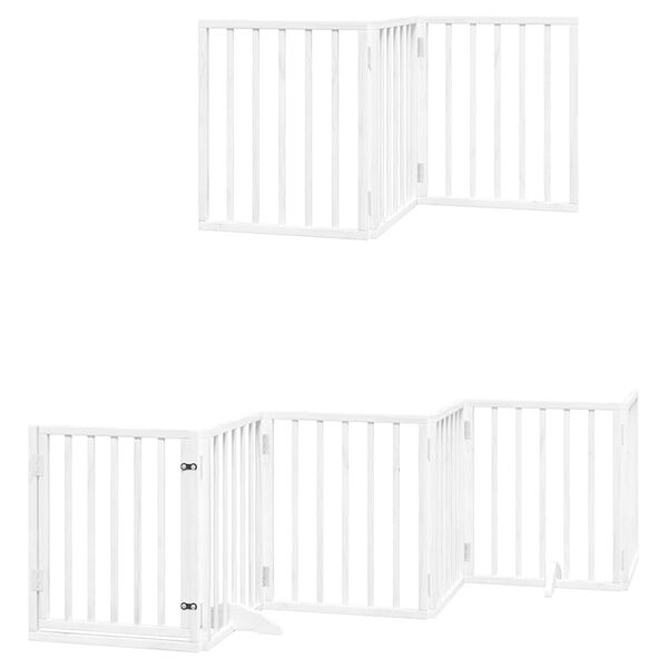 vidaXL Port&atilde;o p/ c&atilde;es com porta dobr&aacute;vel 15 pain&eacute;is 750cm &aacute;lamo branco