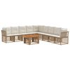 vidaXL Conjunto de Sof&aacute; de Jardim 10 unid. Natural e Branco Creme