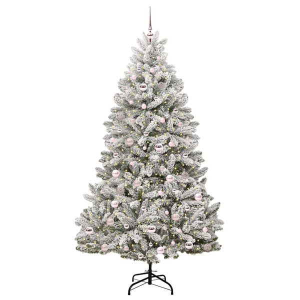 vidaXL &Aacute;rvore de Natal Artificial Verde e Branco 210 cm PVC e Metal
