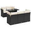 vidaXL 6 pcs conjunto sof&aacute;s de jardim c/ almofad&otilde;es vime PE preto