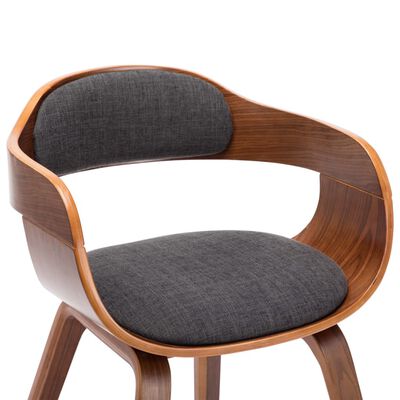 vidaXL Cadeira de jantar tecido/madeira curvada cinzento-escuro