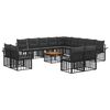 vidaXL Conjunto de Sof&aacute;s para Exterior 14 pcs Preto e Cinza Escuro