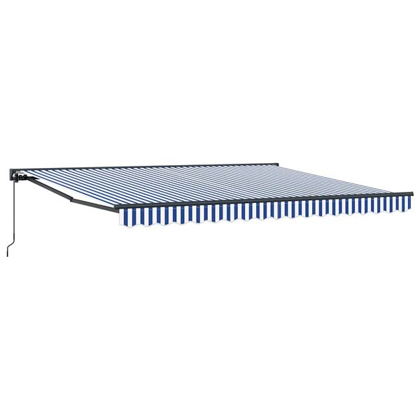 vidaXL Toldo Retr&aacute;til Azul e Branco 400 &times; 300 cm Poli&eacute;ster e Metal