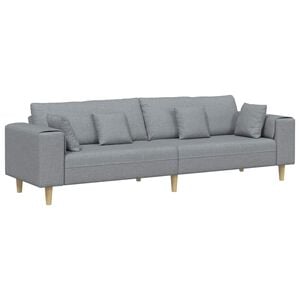 vidaXL Sof&aacute; com almofada Cinzento-claro 250 x 77 x 76 cm tecido