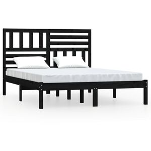 vidaXL Estrutura de cama 140x190 cm madeira de pinho maci&ccedil;a preto