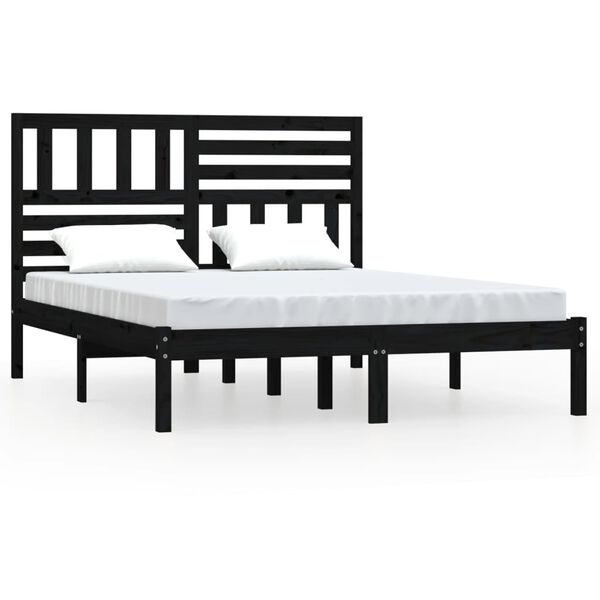 vidaXL Estrutura de cama 140x190 cm madeira de pinho maciça preto