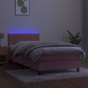 vidaXL Cama box spring c/ colch&atilde;o/LED 80x200 cm veludo rosa