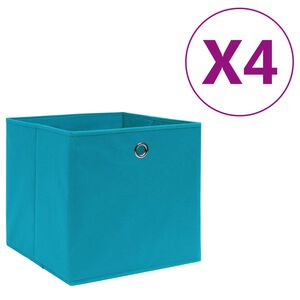 vidaXL Caixas arruma&ccedil;&atilde;o 4 pcs 28x28x28 cm tecido-n&atilde;o-tecido azul-beb&eacute;
