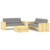 vidaXL 3 pcs conjunto lounge de jardim com almofad&otilde;es pinho impregnado