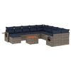 vidaXL Conjunto de sof&aacute; de jardim com 12 pe&ccedil;as e almofadas em rattan sint&eacute;tico cinza