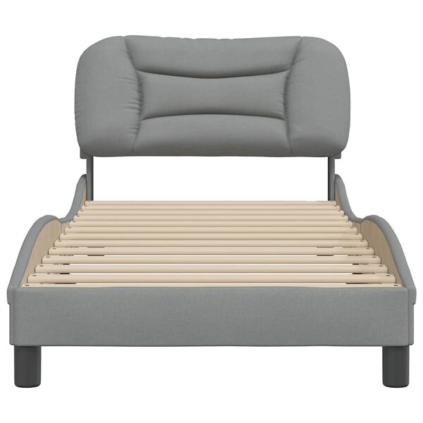 vidaXL Estrutura de cama sem colch&atilde;o Hvar 90x200 cm tecido cinzento-claro