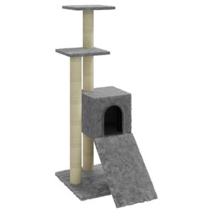 vidaXL &Aacute;rvore p/ gatos c/ postes arranhadores sisal 92 cm cinza-claro