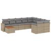 vidaXL 10 pcs conj. sof&aacute;s jardim c/ almofad&otilde;es vime PE bege misturado