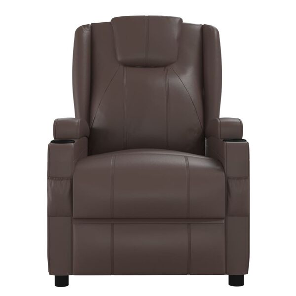 vidaXL Poltrona de massagens elevatória couro artificial castanho