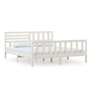 vidaXL Estrutura de cama super king 180x200 cm madeira maci&ccedil;a branco