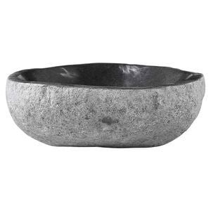 vidaXL Lavabo Oval Cinzento (32-37) x (27-30) x 12 cm Pedra de Rio