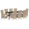 vidaXL Conjunto de Jantar para Jardim 9 unid. Bege vime PE