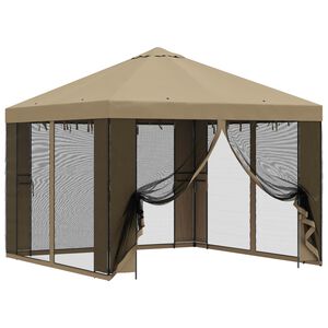 vidaXL Gazebo de Jardim com Laterais 3 x 3 m Bege Poli&eacute;ster e A&ccedil;o